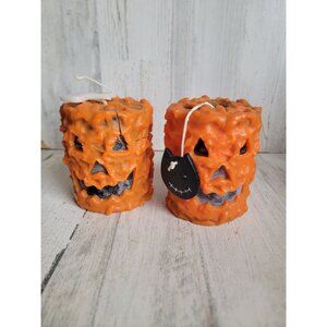 Vintage pumpkin AS IS candle wax‎ unique dipped Halloween home decor